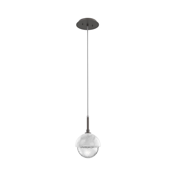 Cabochon LED Pendant Light in Graphite/White Marble.