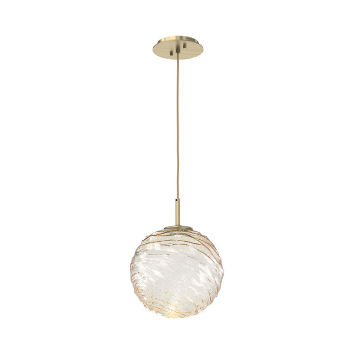 Gaia LED Pendant Light in Heritage Brass/Amber (Large).