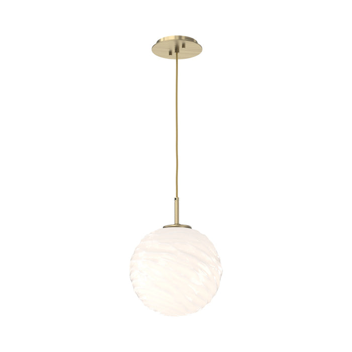 Gaia LED Pendant Light in Heritage Brass/Opal White (Large).
