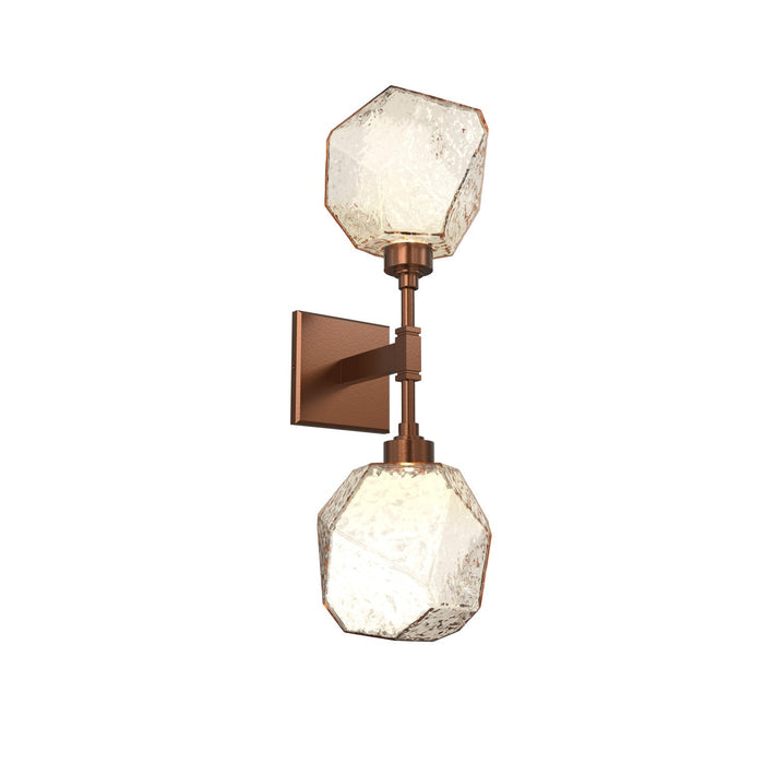 Gem LED Double Wall Light in Burnished Bronze/Amber Blown Glass.