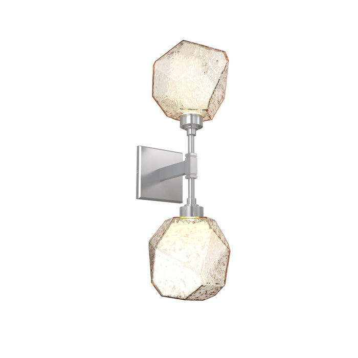 Gem LED Double Wall Light in Classic Silver/Amber Blown Glass.