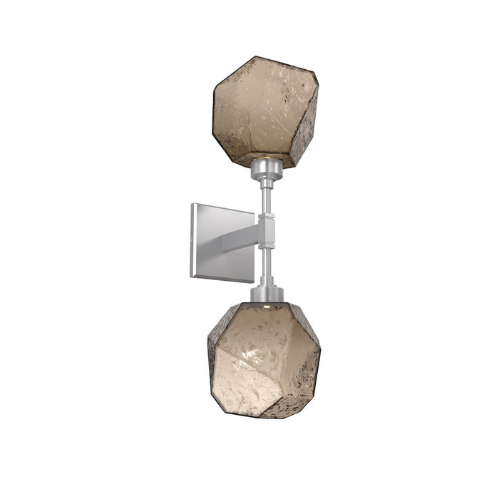 Gem LED Double Wall Light in Classic Silver/Bronze Blown Glass.