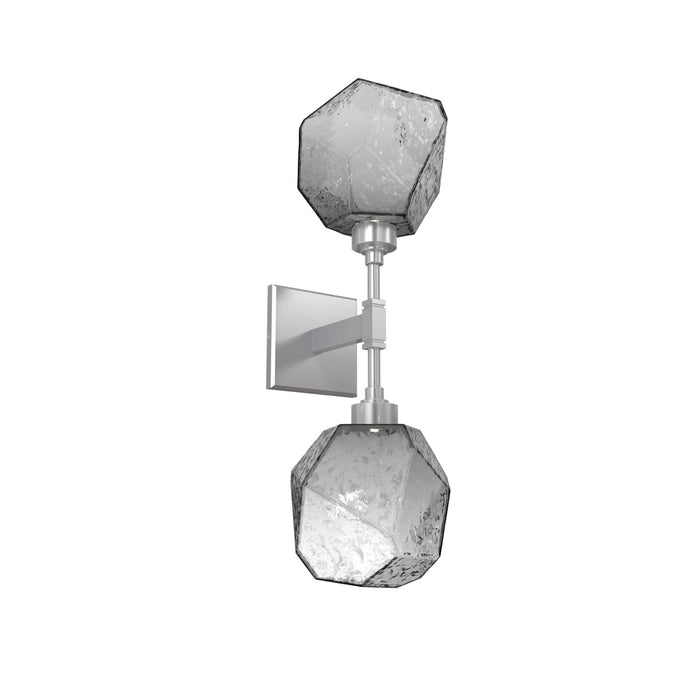 Gem LED Double Wall Light in Classic Silver/Smoke Blown Glass.