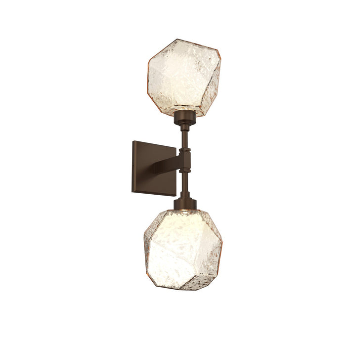 Gem LED Double Wall Light in Flat Bronze/Amber Blown Glass.