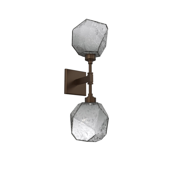 Gem LED Double Wall Light in Flat Bronze/Smoke Blown Glass.