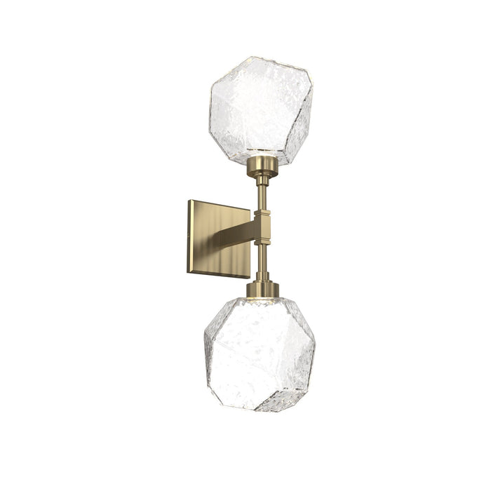 Gem LED Double Wall Light in Heritage Brass/Translucent/Clear Blown Glass.