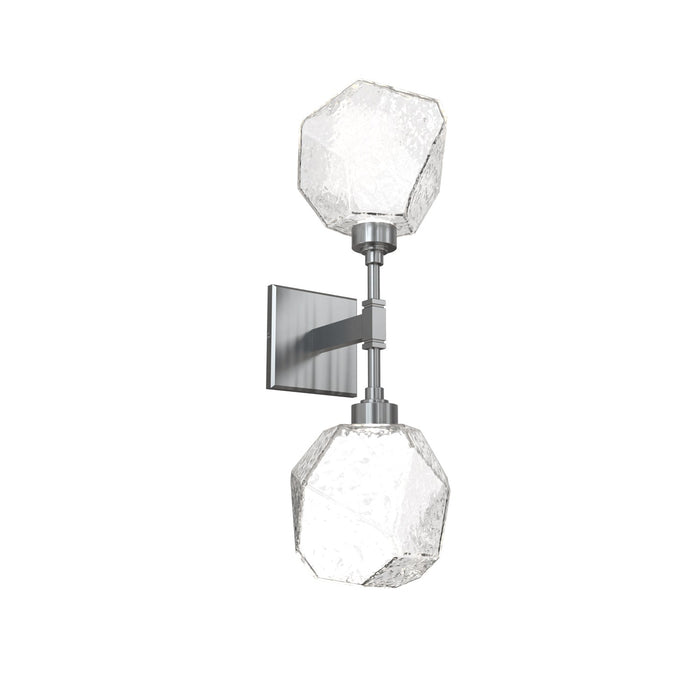 Gem LED Double Wall Light in Satin Nickel/Translucent/Clear Blown Glass.