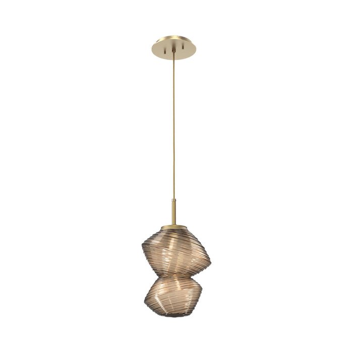 Mesa LED Pendant Light in Gilded Brass/Bronze.