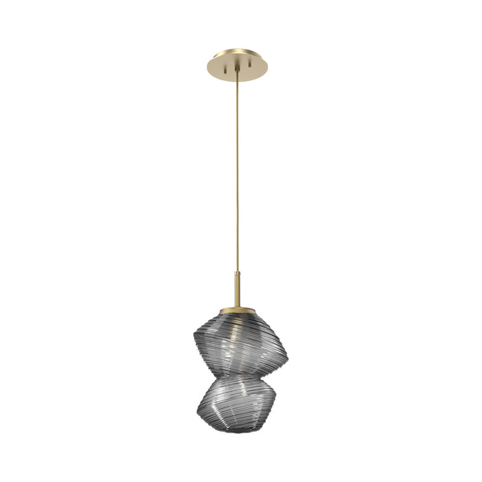 Mesa LED Pendant Light in Gilded Brass/Smoke.