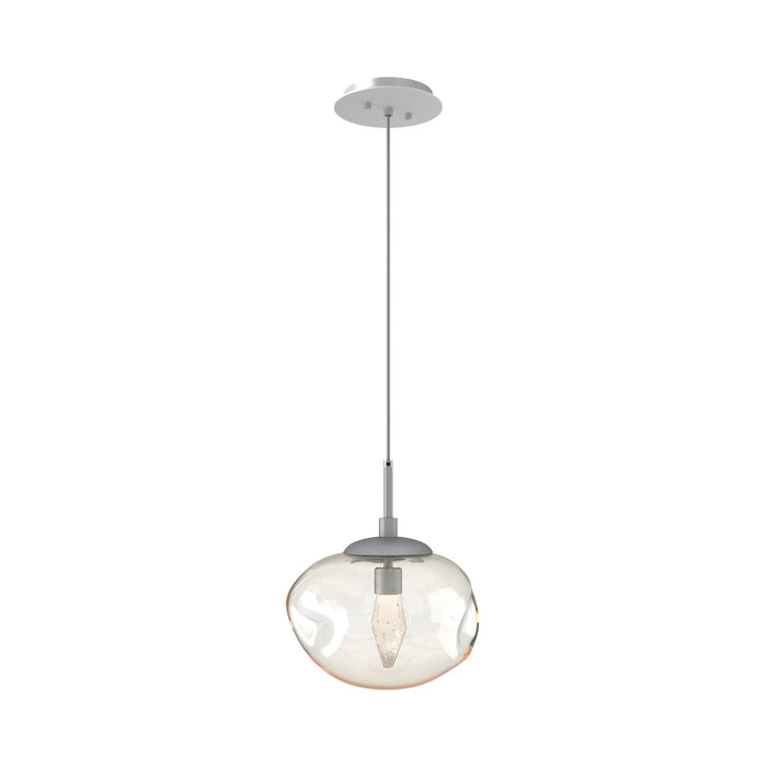 Nova LED Pendant Light in Classic Silver/Amber/Geo Crystal.