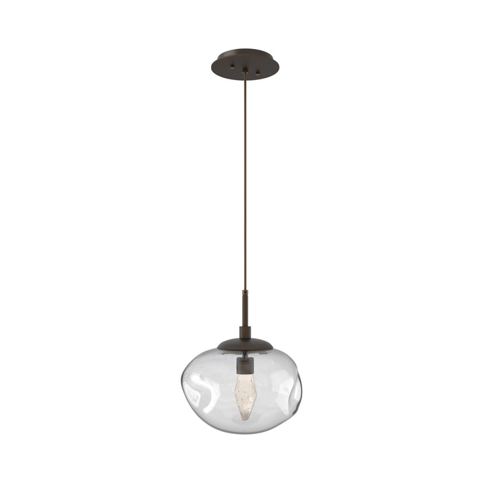 Nova LED Pendant Light in Flat Bronze/Clear/Geo Crystal.