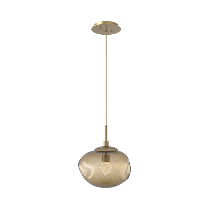 Nova LED Pendant Light in Gilded Brass/Bronze/Floret Crystal.