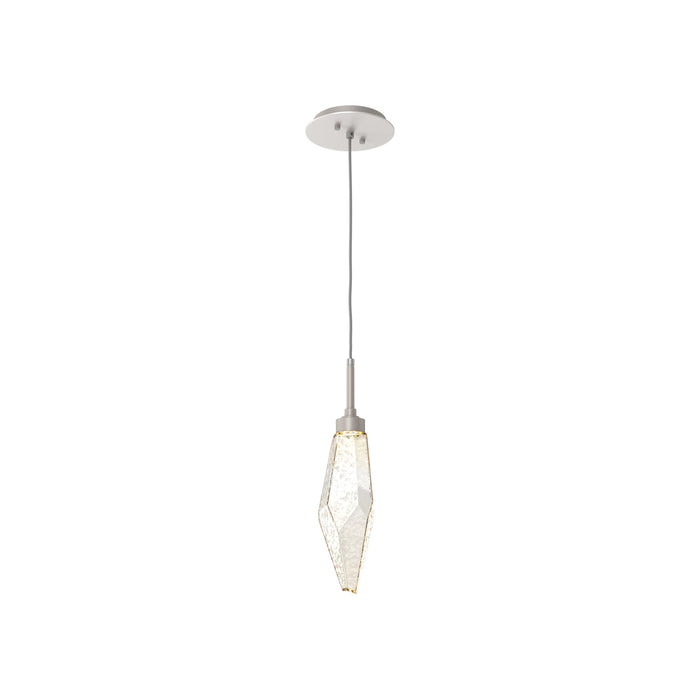 Rock Crystal LED Pendant Light in Beige Silver/Amber (Small).