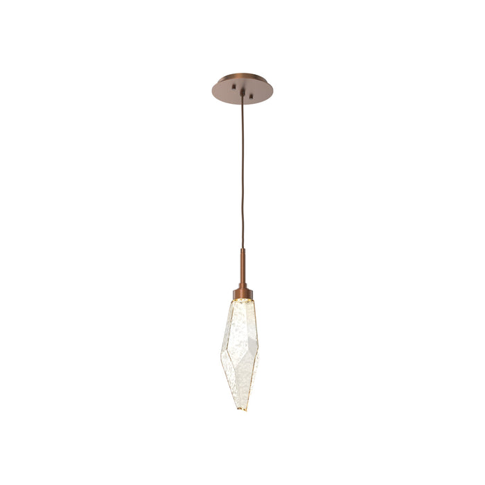 Rock Crystal LED Pendant Light in Burnished Bronze/Amber (Small).
