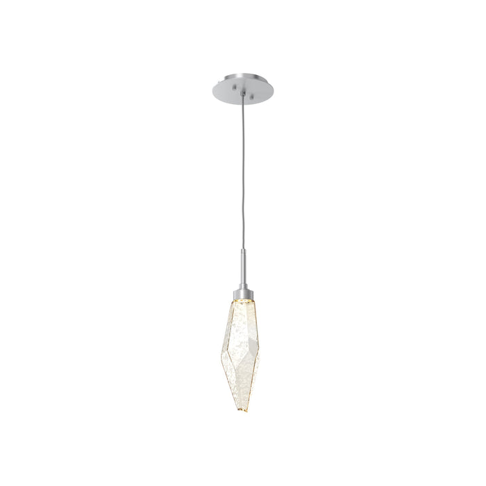 Rock Crystal LED Pendant Light in Classic Silver/Amber (Small).