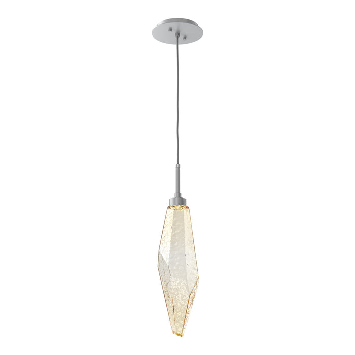 Rock Crystal LED Pendant Light in Classic Silver/Amber (Large).
