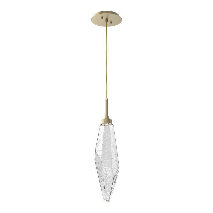 Rock Crystal LED Pendant Light in Gilded Brass/Clear (Large).