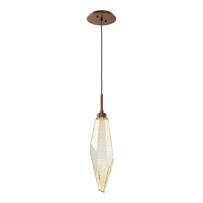 Rock Crystal LED Pendant Light in Oil Rubbed Bronze/Amber (Large).