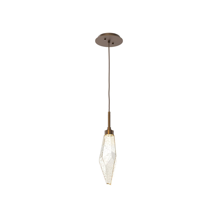 Rock Crystal LED Pendant Light in Flat Bronze/Amber (Small).