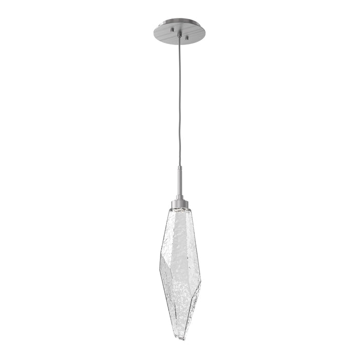 Rock Crystal LED Pendant Light in Satin Nickel/Clear (Large).
