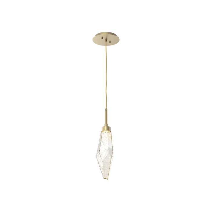 Rock Crystal LED Pendant Light in Gilded Brass/Amber (Small).