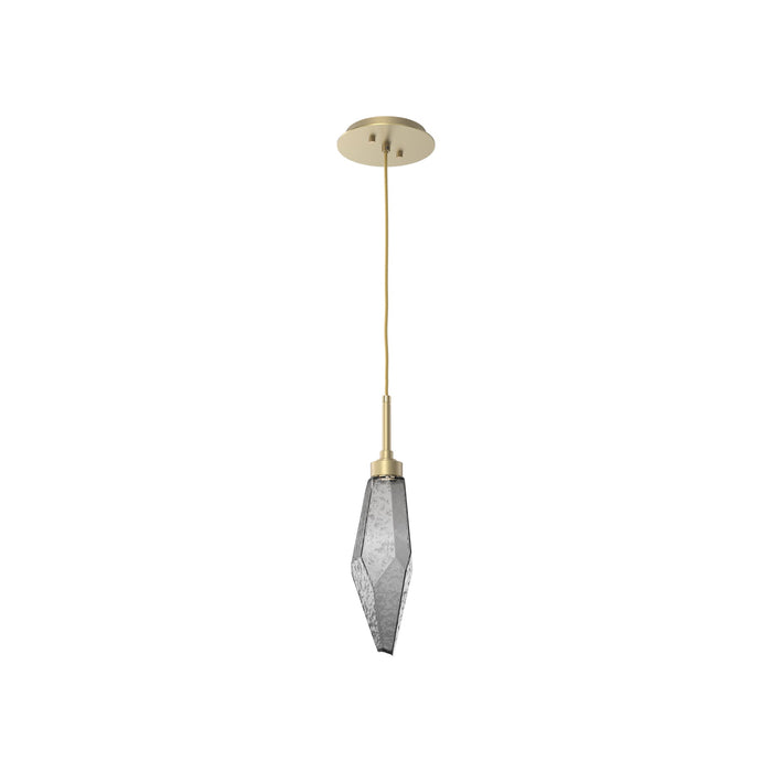 Rock Crystal LED Pendant Light in Gilded Brass/Smoke (Small).