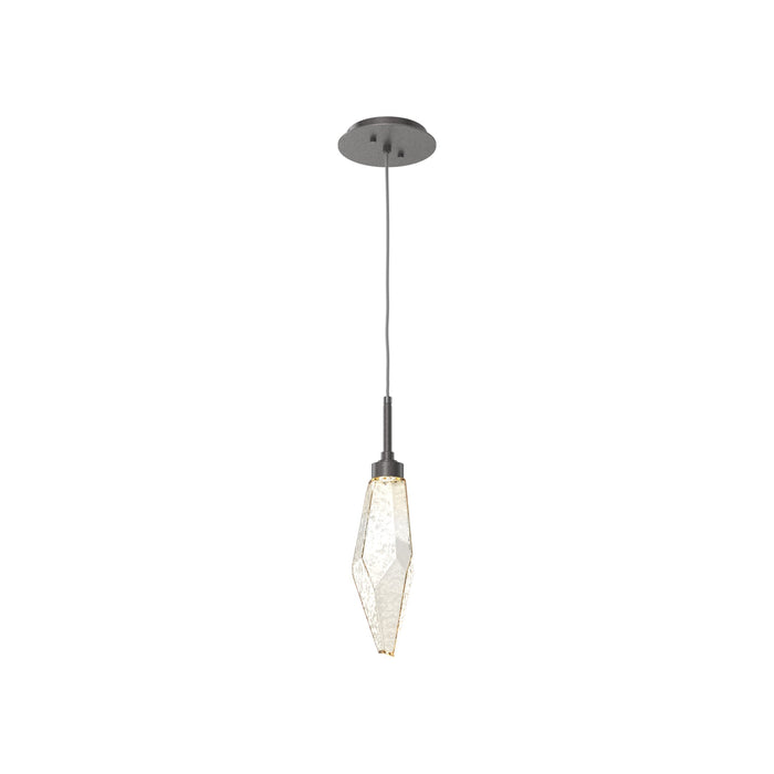 Rock Crystal LED Pendant Light in Graphite/Amber (Small).