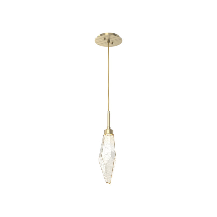 Rock Crystal LED Pendant Light in Heritage Brass/Amber (Small).