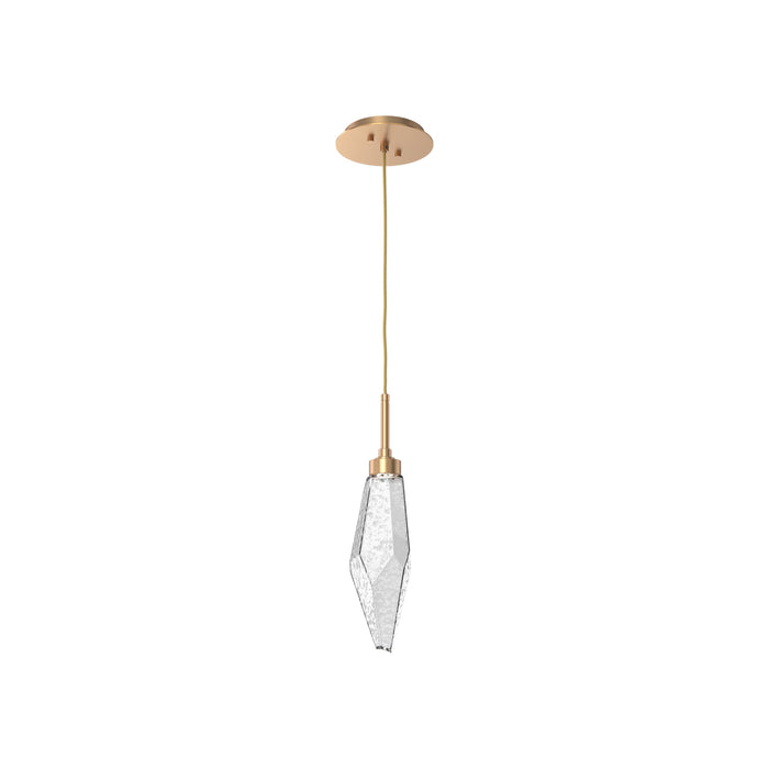 Rock Crystal LED Pendant Light in Novel Brass/Clear (Small).