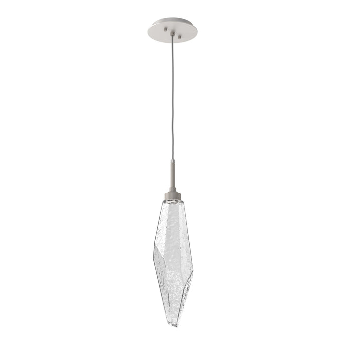 Rock Crystal LED Pendant Light in Beige Silver/Clear (Large).