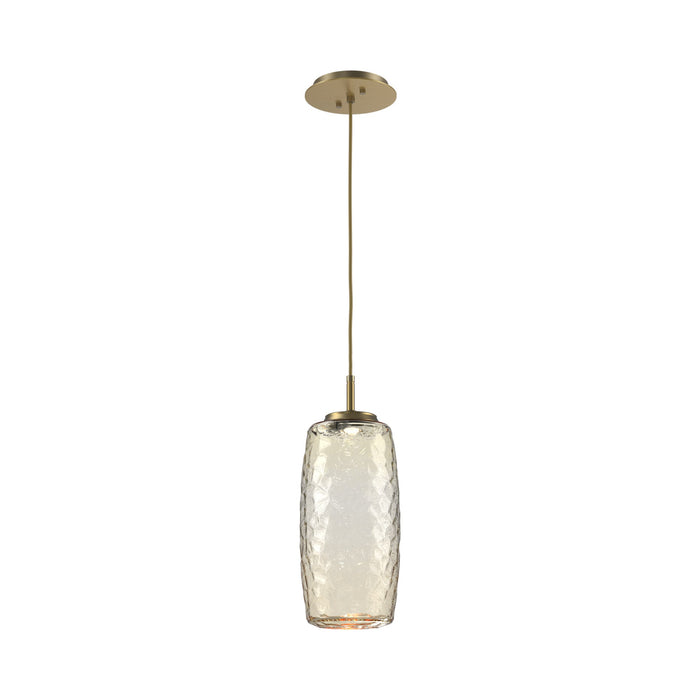 Vessel LED Pendant Light in Gilded Brass/Amber.