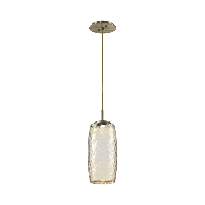 Vessel LED Pendant Light in Heritage Brass/Amber.