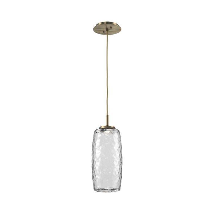 Vessel LED Pendant Light in Heritage Brass/Clear.