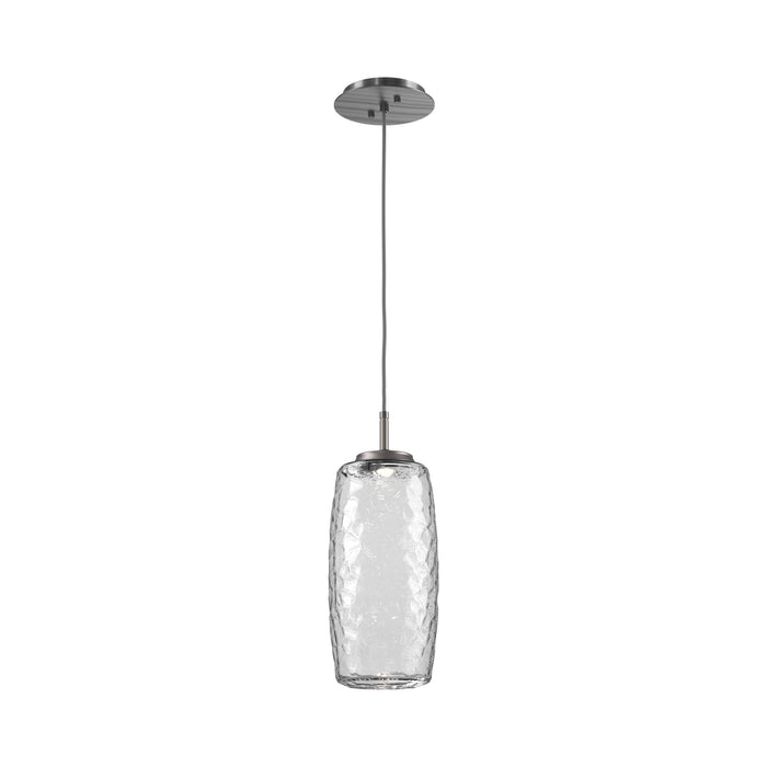 Vessel LED Pendant Light in Satin Nickel/Clear.