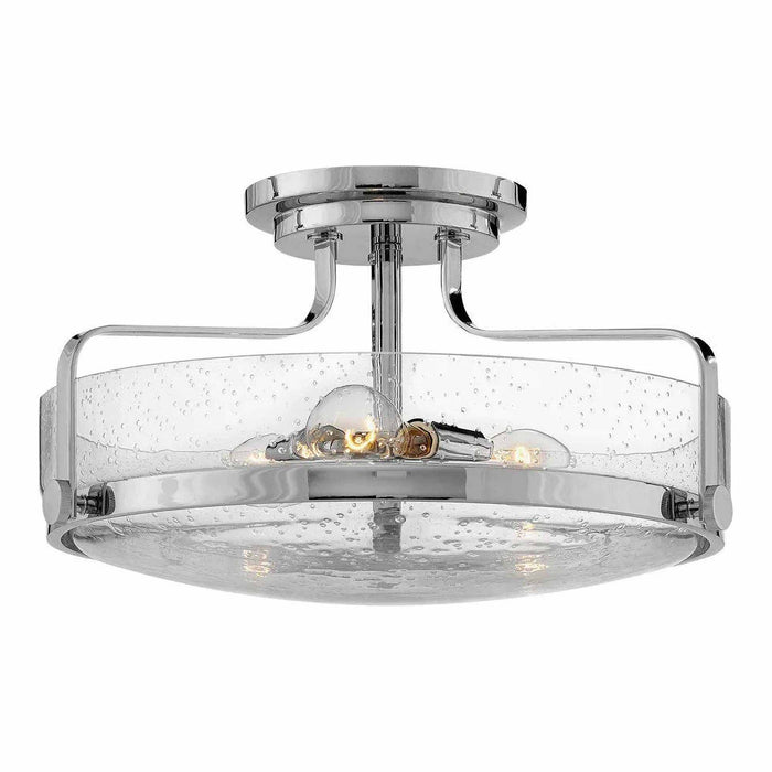 Harper Semi Flush Mount Ceiling Light in Chrome with Clear Seedy Glass (Large).