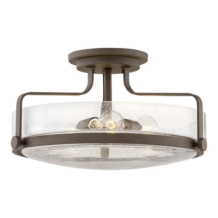 Harper Semi Flush Mount Ceiling Light in Oil Rubbed Bronze with Clear Seedy Glass (Large).