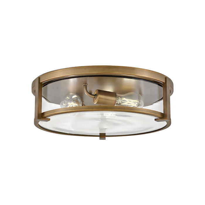 Lowell Flush Mount Ceiling Light in Brushed Bronze/Clear (16-Inch).