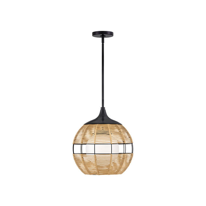 Maddox Orb Outdoor Pendant Light in Black/Natural (Small).