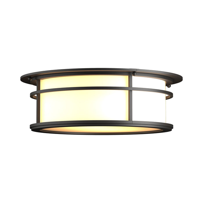 Province Outdoor Flush Mount Ceiling Light in Oil Rubbed Bronze.