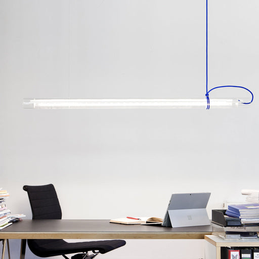 Tubular LED Pendant Light in office.