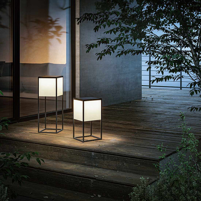 Fil Outdoor LED Solar Portable Floor Lamp in Outside Area.