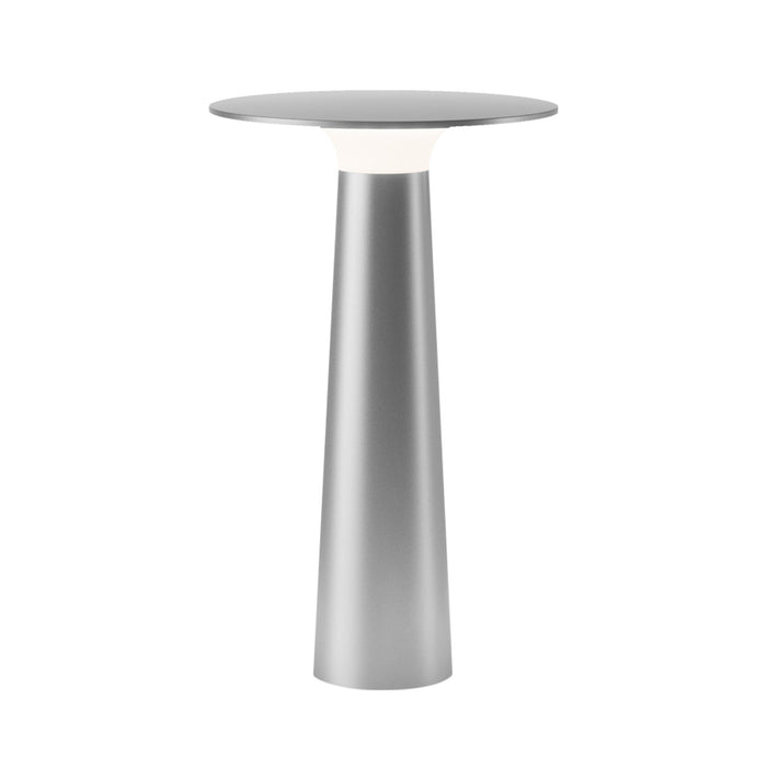 Lix Outdoor LED Portable Table Lamp in Frozen Silver.