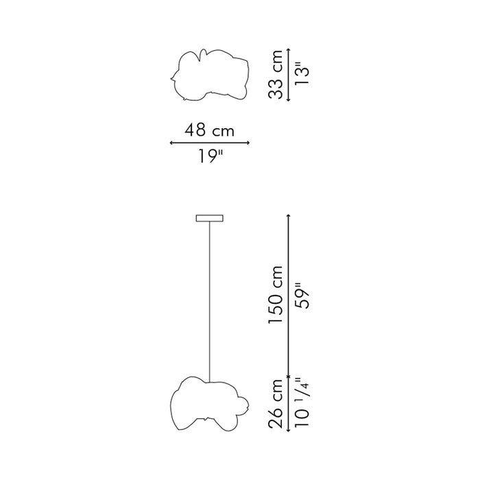 Cloud Pendant Light - line drawing.