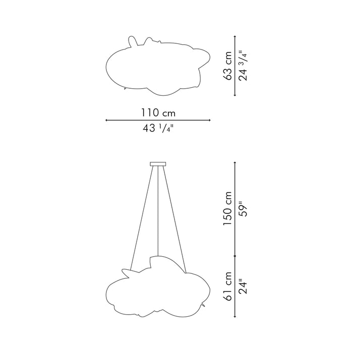 Cloud Pendant Light - line drawing.