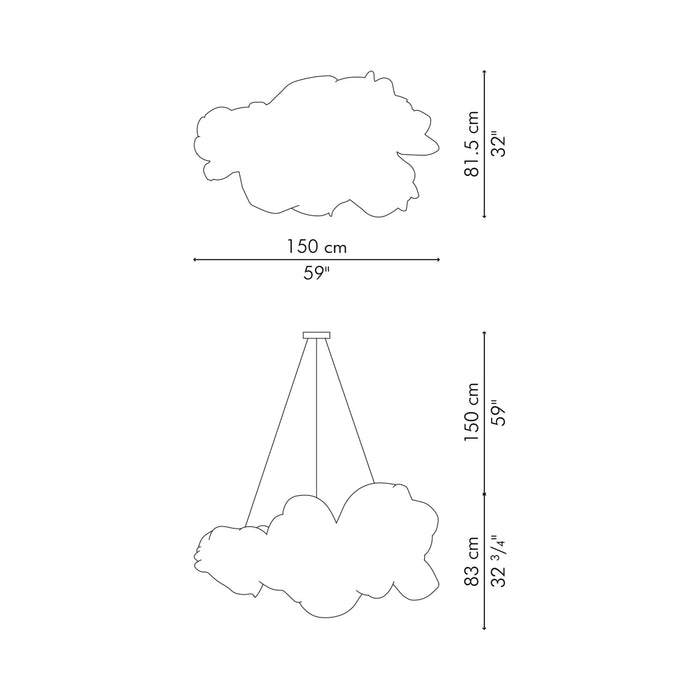 Cloud Pendant Light - line drawing.