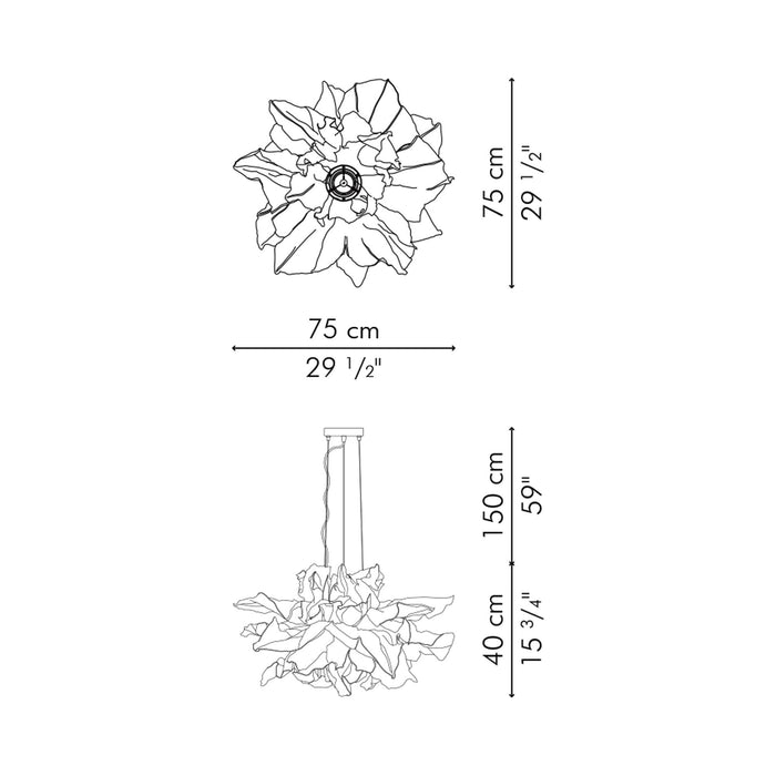 Fandango Pendant Light - line drawing.