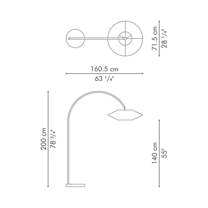 Kai Arc Floor Lamp - line drawing.