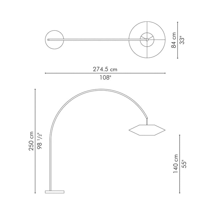 Kai Arc Floor Lamp - line drawing.