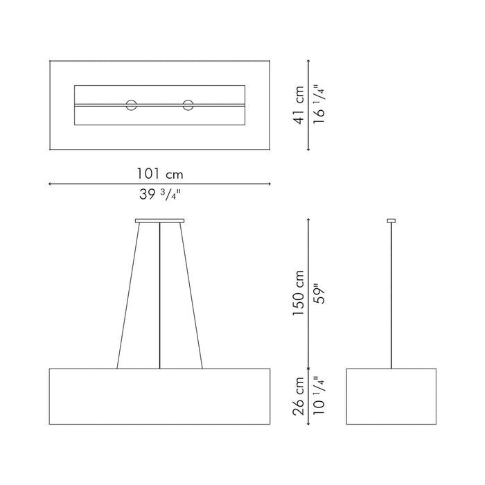 Kai Linear Chandelier - line drawing.