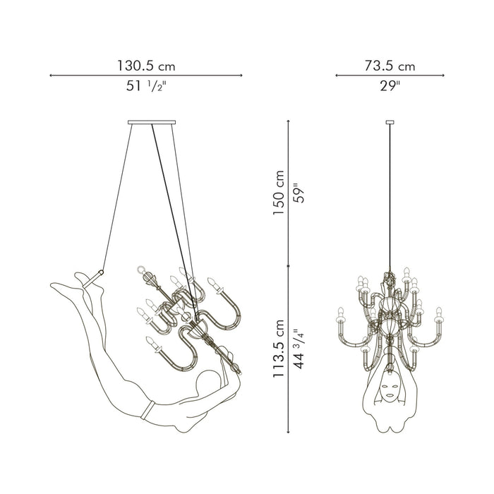 Limbo Chandelier - line drawing.